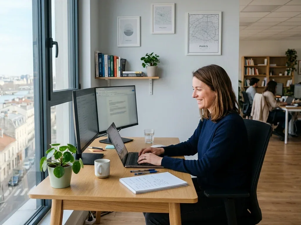 Antoine Martin, expert en référencement, travaille dans un bureau moderne pour optimiser votre visibilité SEO.